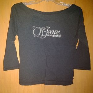 Calvin Klein Cold Shoulder Dark Gray Shirt Size Large